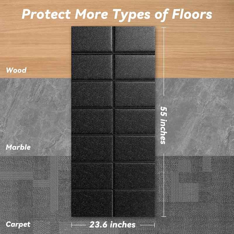 VTORY Walking Pad Mat for Carpet and Hardwood Floors, 1/4" Thick Foldable Treadmill Mat for Floor Protection, Non-Slip High Density for Bike, Elliptical, Home Gym Use - Image 2
